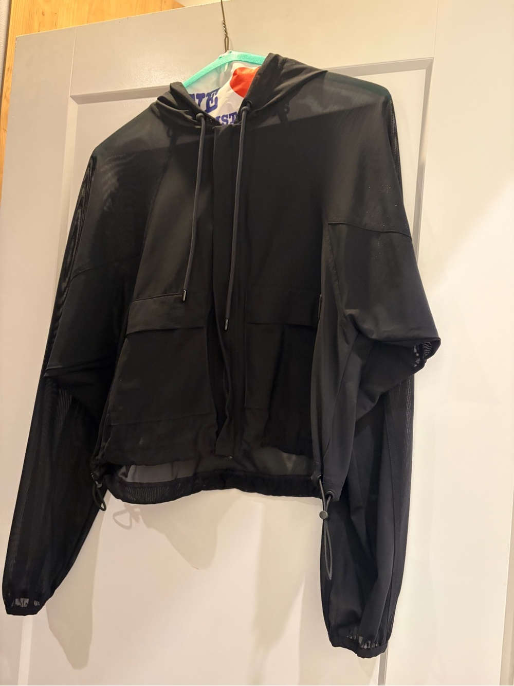 Alo Sheer Lightweight Black Hooded Windbreaker Jacket